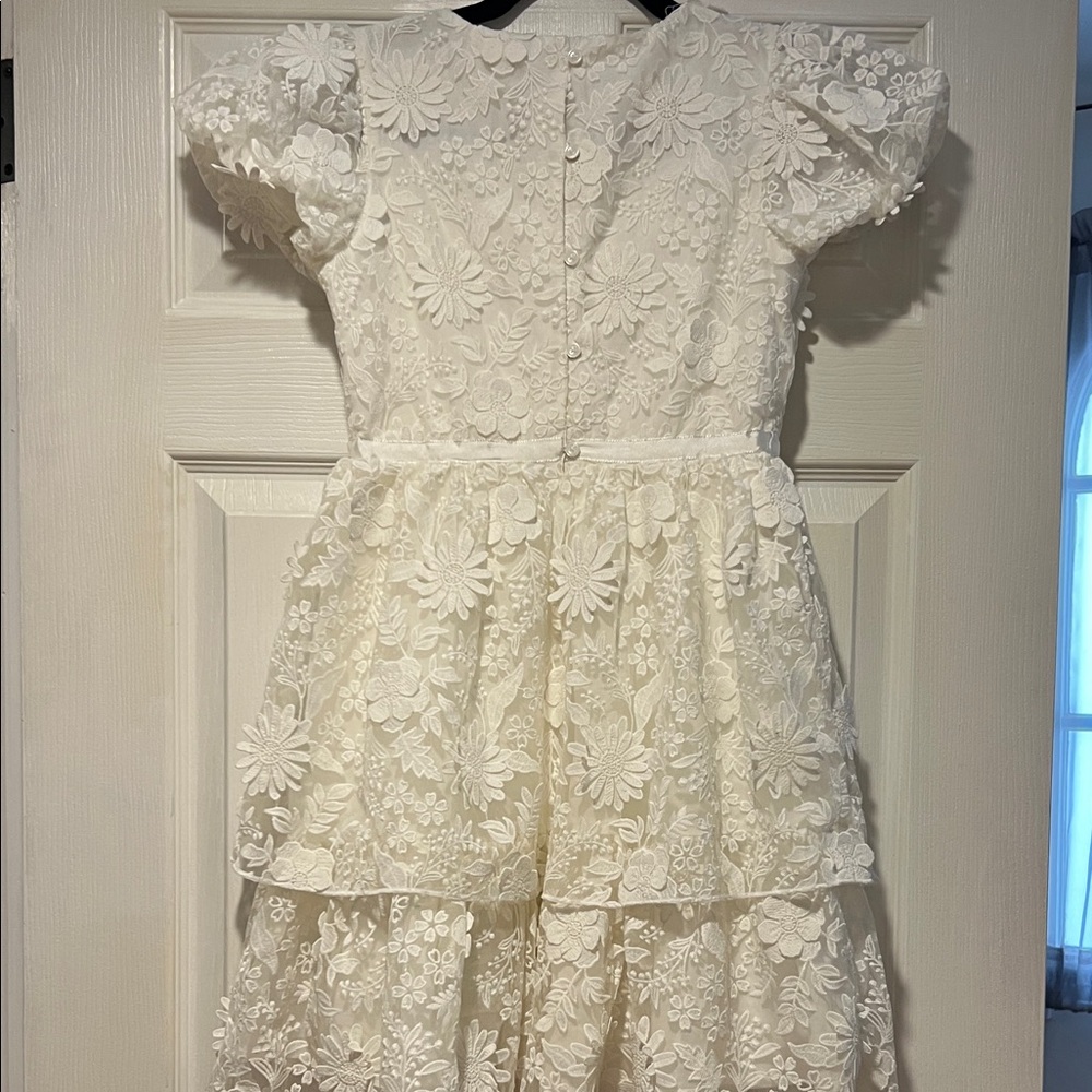 Preowned Janie and Jack White Lace Floral Dress Flower Girl Formal size 12 - Picture 8 of 12